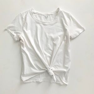 Madewell Knot Front Tee in White LG